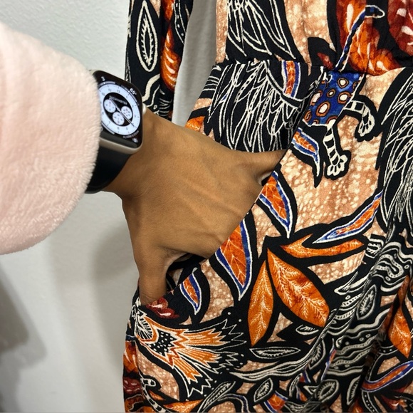 H&M Black and Orange Leaf Print Dress - Picture 8 of 9